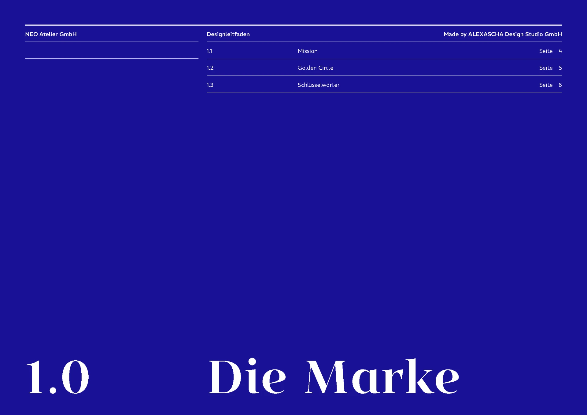 Kapitelseite 1.0 Die Marke in Blau